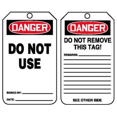 OSHA DANGER SAFETY TAG DO NOT USE MDT217PTM